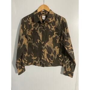 Emanuel Ungaro Liberte jacket women size 14 brown camo lightweight cotton army